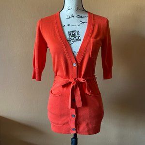 Trina Turk Cotton Blend Belted Cardigan Sweater Size Petite